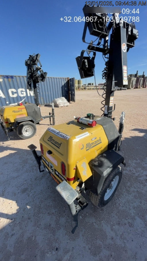 2021 Allmand NLV3GR (4) LED Light Fixture 350W, 23' Vertical Mast, 3kW Prime, Towable, Deep Sea L401, Leveling Jacks, Yanmar T4F 5.8hp