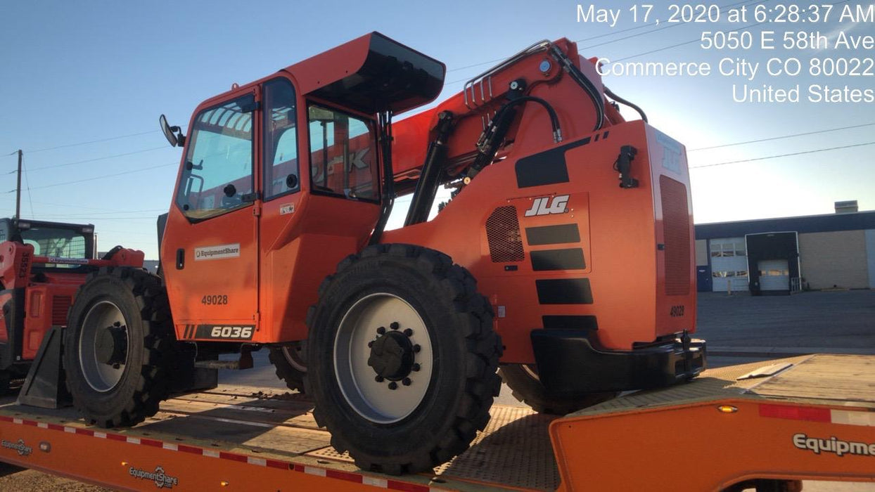 2019 Skytrak 6036 Cab/Heat/Air, Solid Tires, LED Work Lights, Beacon w/50" Carriage, 48" Pallet Forks