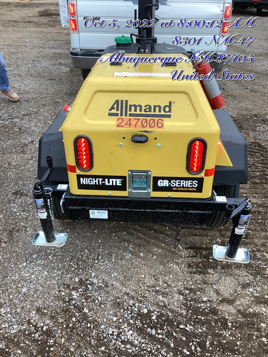 2022 Allmand NLV3GR (4) LED Light Fixture 350W, 23' Vertical Mast, 3kW Prime, Towable, ES Decals, T3