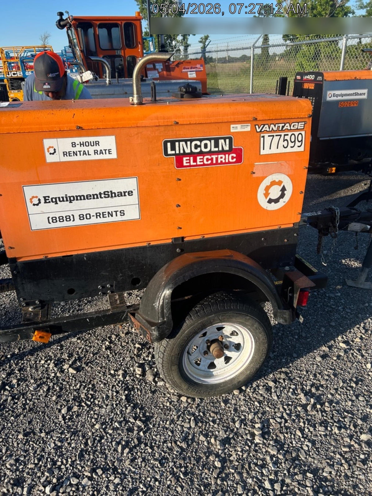 2021 Lincoln Electric Vantage 322 Vantage 322 Ready Pak 3 w/ Decals, ORANGE (includes trailer, cable rack, fender light kit) NO Telematics