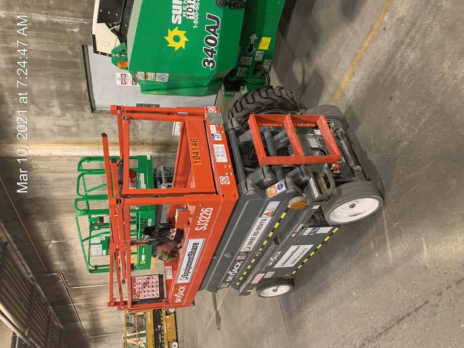 2020 Skyjack SJIII-3226 Solid NM Tires, Half height spring hinged entry gate, Dual Beacons