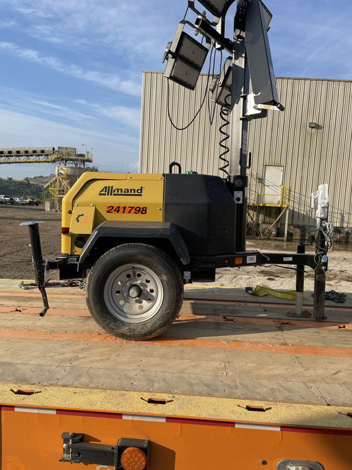 2022 Allmand NLV3GR (4) LED Light Fixture 350W, 23' Vertical Mast, 3kW Prime, Towable, Deep Sea L401, Leveling Jacks, Yanmar T4F 5.8hp