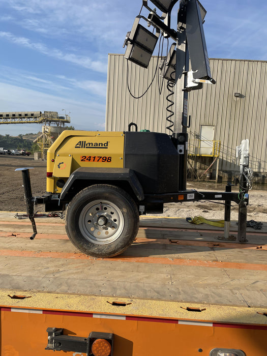 2022 Allmand NLV3GR (4) LED Light Fixture 350W, 23' Vertical Mast, 3kW Prime, Towable, Deep Sea L401, Leveling Jacks, Yanmar T4F 5.8hp