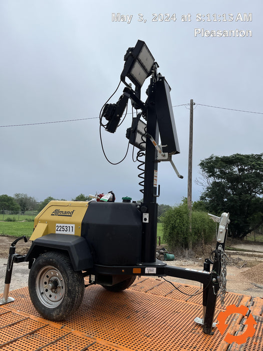 2022 Allmand NLV3GR (4) LED Light Fixture 350W, 23' Vertical Mast, 3kW Prime, Towable, Deep Sea L401, Leveling Jacks, Yanmar T4F 5.8hp