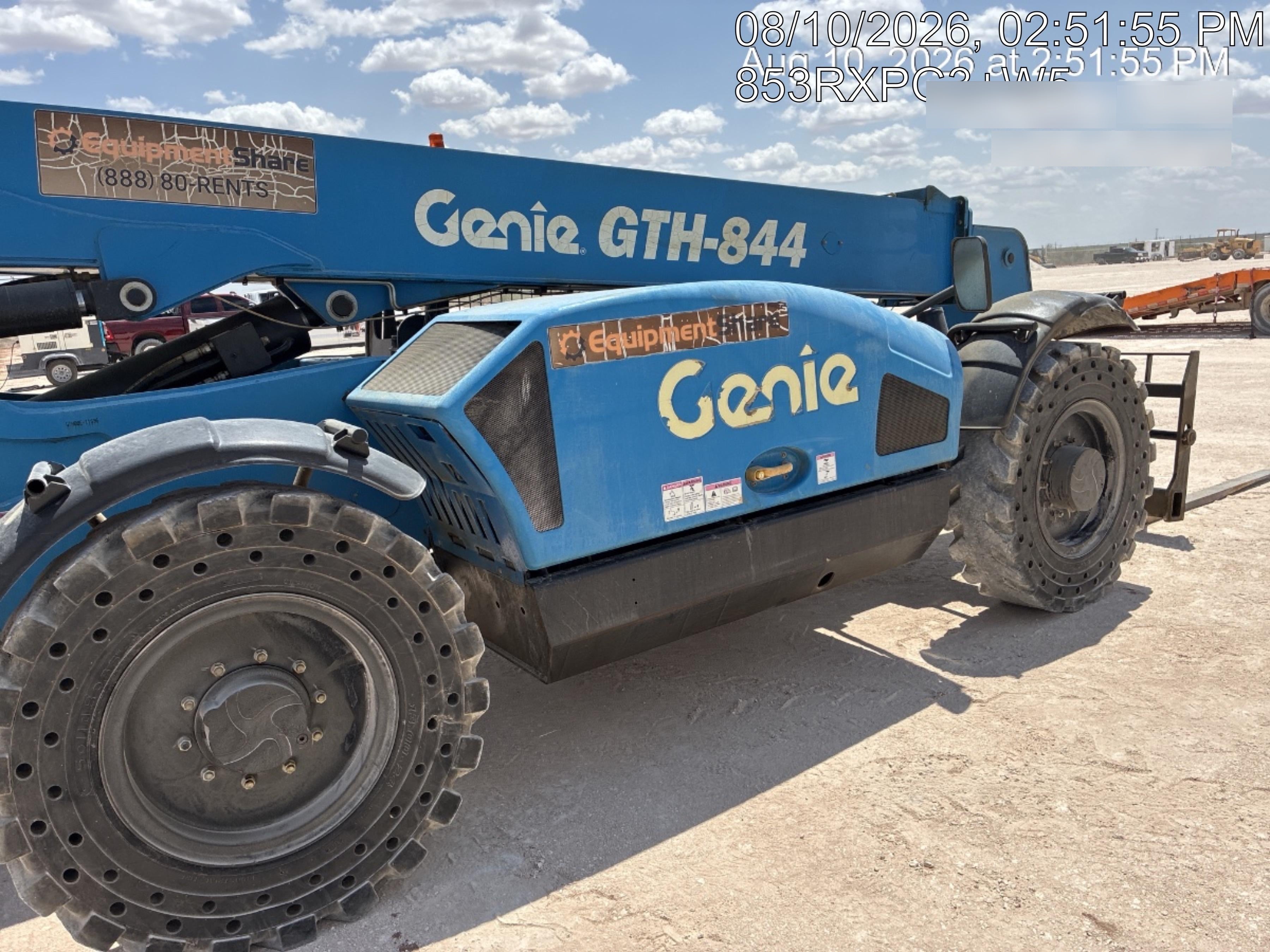 2018 Genie GTH-844 Genie GTH-844D w/Open ROPS, Solid Tires, Work Light/Beacon, 60" Carriage and Forks