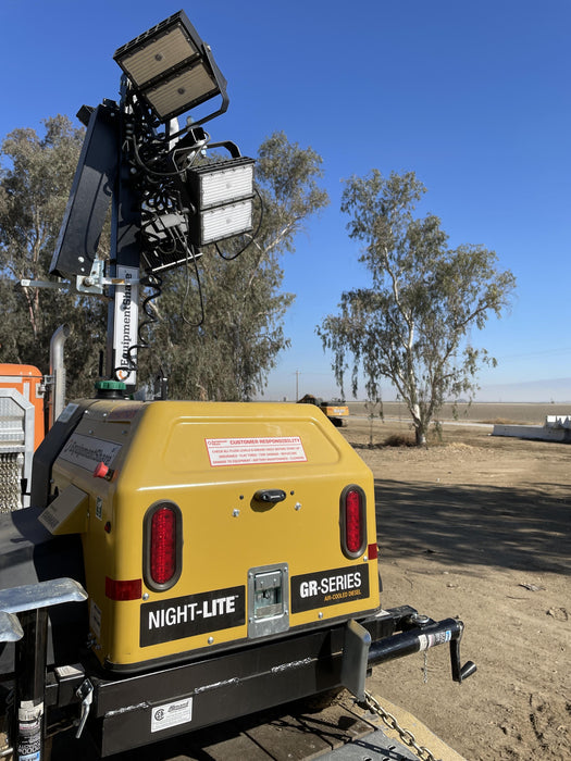 2022 Allmand NLV3GR (4) LED Light Fixture 350W, 23' Vertical Mast, 3kW Prime, Towable, ES Decals, T3