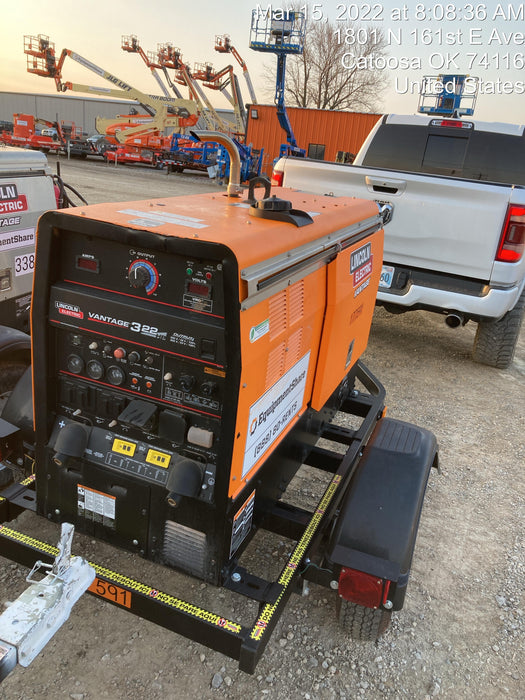 2021 Lincoln Electric Vantage 322 Vantage 322 Ready Pak 3 w/ Decals, ORANGE (includes trailer, cable rack, fender light kit) NO Telematics