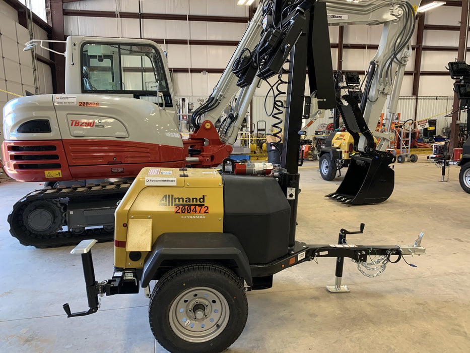 2022 Allmand NLV3GR (4) LED Light Fixture 350W, 23' Vertical Mast, 3kW Prime, Towable, Deep Sea L401, Leveling Jacks, Yanmar T4F 5.8hp