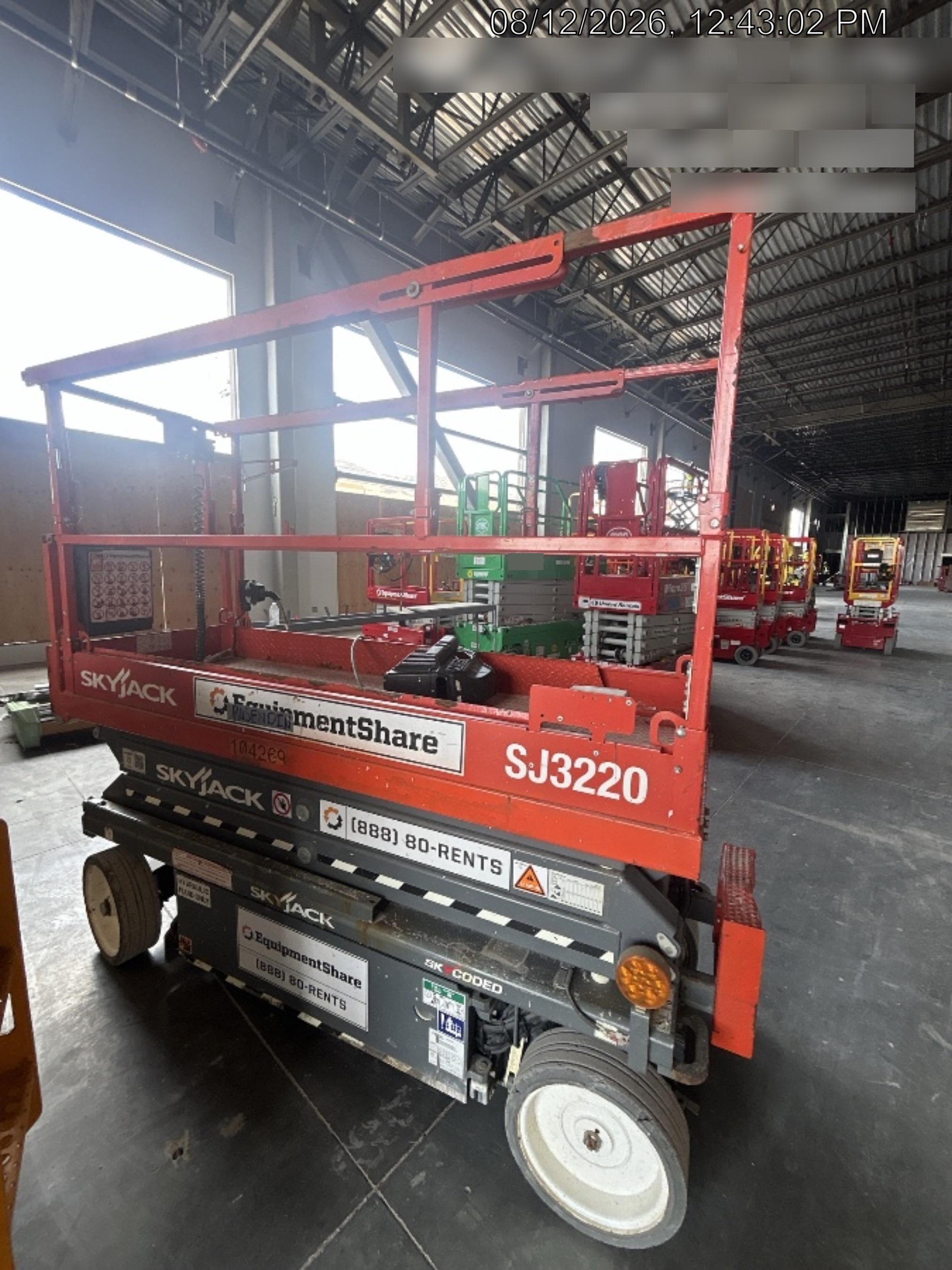 2020 Skyjack SJIII-3220 Solid NM Tires, Half height spring hinged entry gate, Dual Beacons, 6' Powered Extension Deck