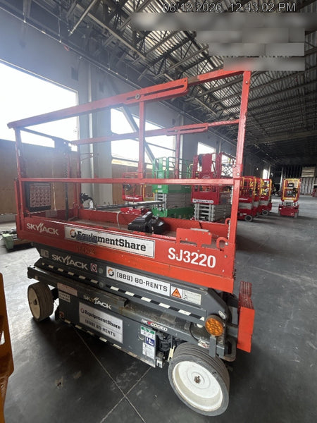 2020 Skyjack SJIII-3220 Solid NM Tires, Half height spring hinged entry gate, Dual Beacons, 6' Powered Extension Deck