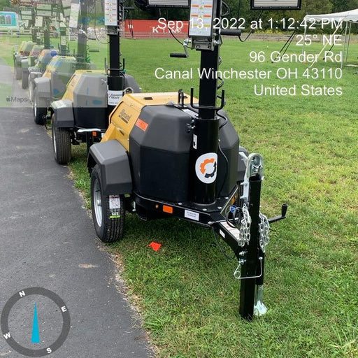 2022 Allmand NLV3GR (4) LED Light Fixture 350W, 23' Vertical Mast, 3kW Prime, Towable, ES Decals, T3