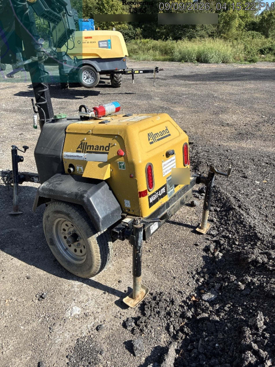 2022 Allmand NLV3GR (4) LED Light Fixture 350W, 23' Vertical Mast, 3kW Prime, Towable, Deep Sea L401, Leveling Jacks, Yanmar T4F 5.8hp