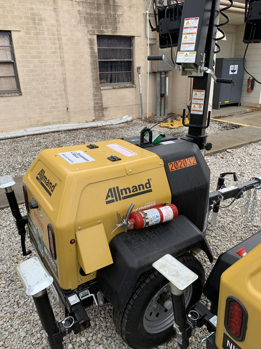 2022 Allmand NLV3GR (4) LED Light Fixture 350W, 23' Vertical Mast, 3kW Prime, Towable, Deep Sea L401, Leveling Jacks, Yanmar T4F 5.8hp