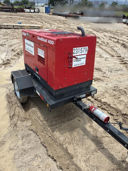 2022 Shindaiwa DGW400MDL Kubota D902 Engine, 23 HP, Dual Op Welder, Wire, Arc, Droop Stick, Tig, and CC Stick Functionality, Simulphase, 3 Phase and 1 Phase Gen Output, Single Axle NB Trlr, Slr Trckl Chrg 12V 12W, Fire Ext