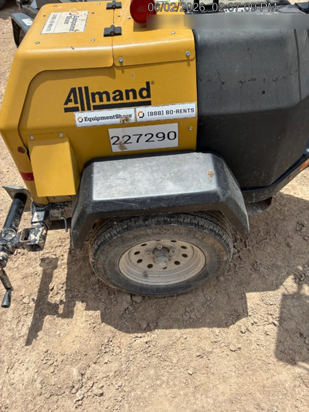 2022 Allmand NLV3GR (4) LED Light Fixture 350W, 23' Vertical Mast, 3kW Prime, Towable, Deep Sea L401, Leveling Jacks, Yanmar T4F 5.8hp