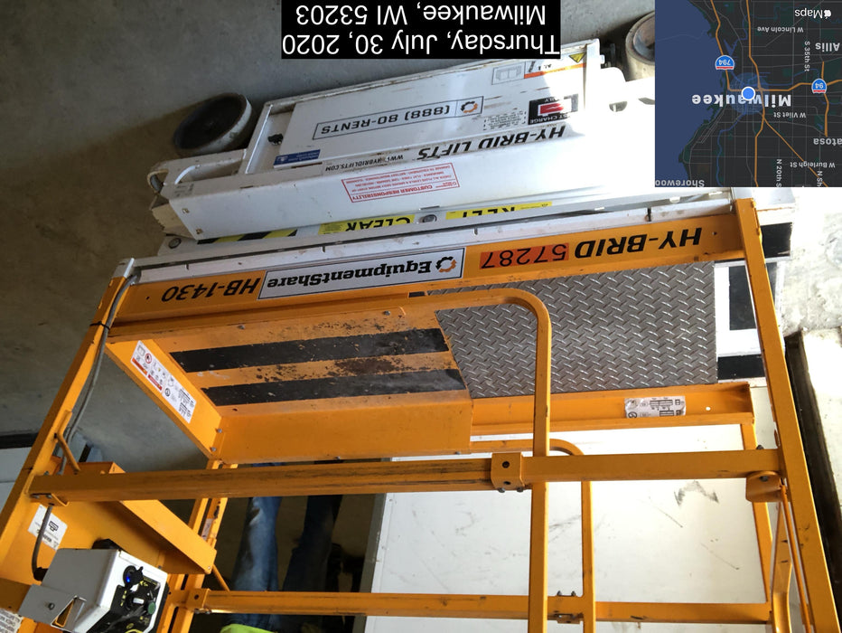 Custom Equipment HB-1430 Hy-Brid Scissor Lift
Platform capacity up to 670 lbs
Working height up to 20 ft
Weighs under 1,700 lbs
Non-marking wheels