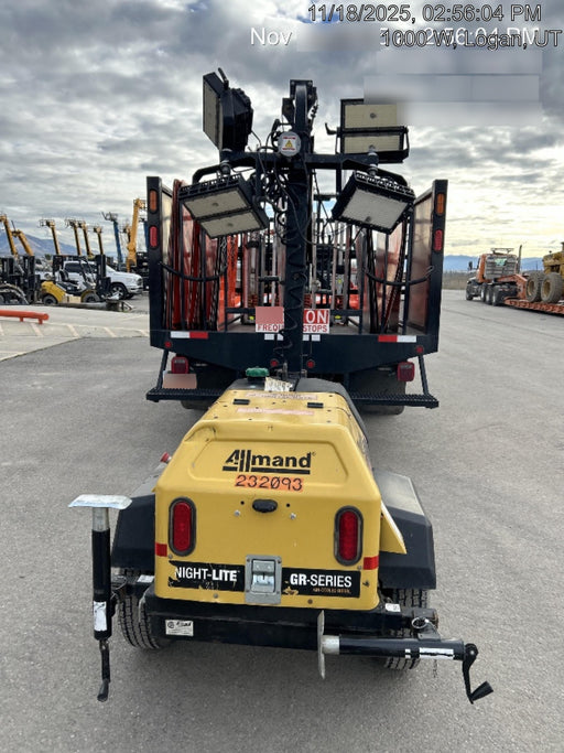 2022 Allmand NLV3GR (4) LED Light Fixture 350W, 23' Vertical Mast, 3kW Prime, Towable, Deep Sea L401, Leveling Jacks, Yanmar T4F 5.8hp