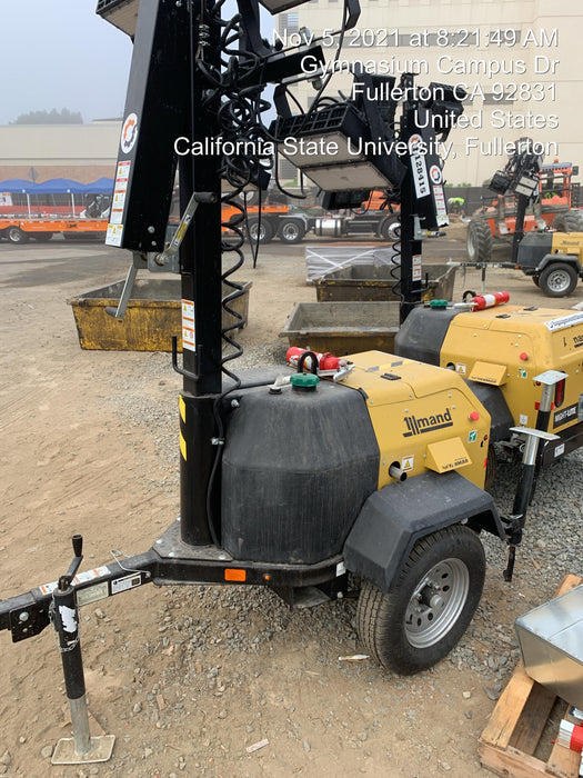 2021 Allmand NLV3GR (4) LED Light Fixture 350W, 23' Vertical Mast, 3kW Prime, Towable, Deep Sea L401, Leveling Jacks, Yanmar T4F 5.8hp