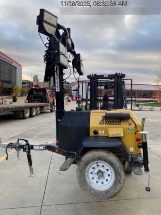 2021 Allmand NLV3GR (4) LED Light Fixture 350W, 23' Vertical Mast, 3kW Prime, Towable, Deep Sea L401, Leveling Jacks, Yanmar T4F 5.8hp