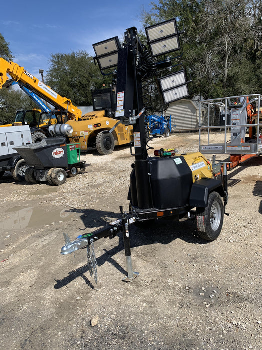 2022 Allmand NLV3GR (4) LED Light Fixture 350W, 23' Vertical Mast, 3kW Prime, Towable, Deep Sea L401, Leveling Jacks, Yanmar T4F 5.8hp