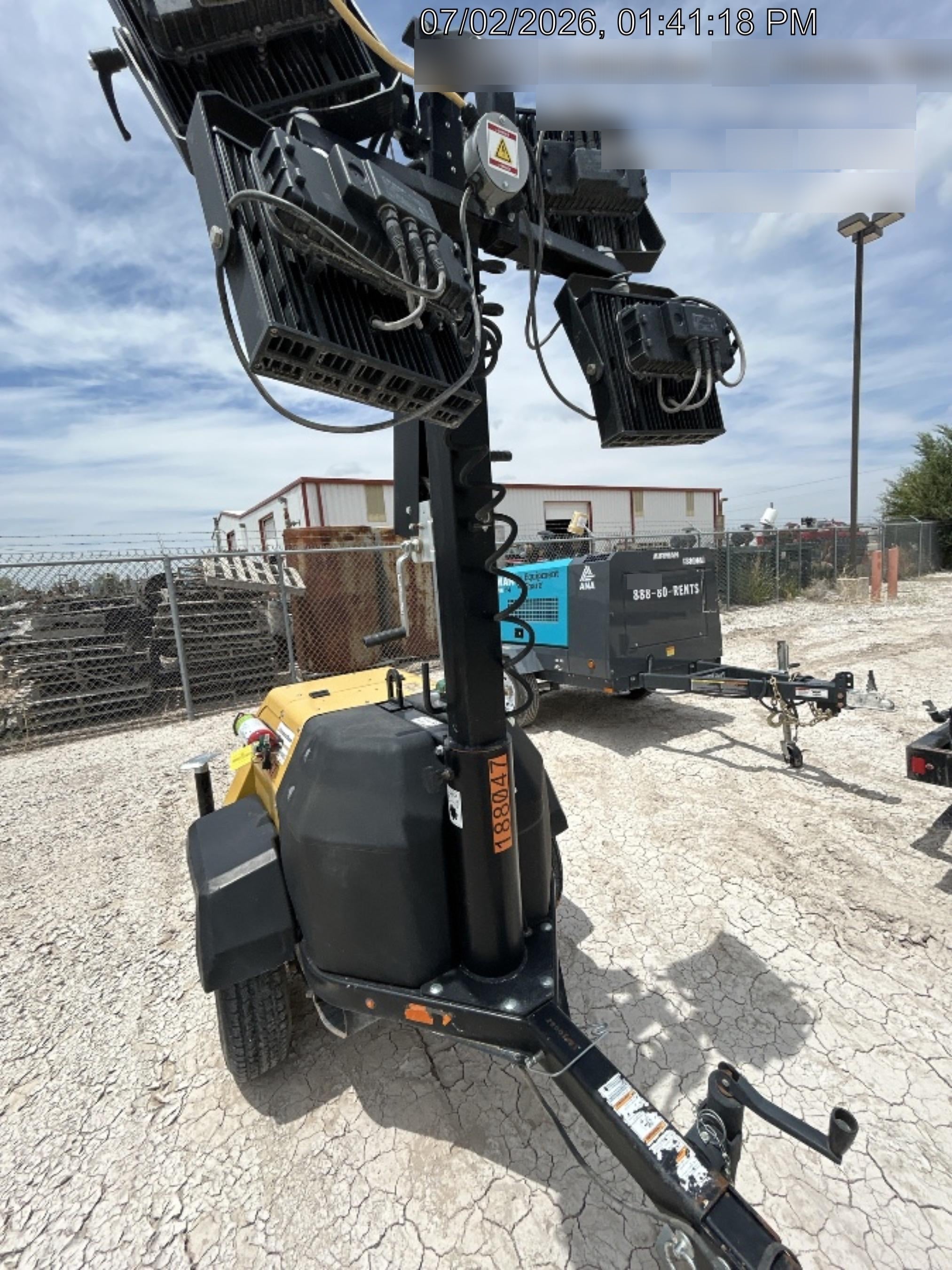 Allmand NLV3GR (4) LED Light Fixture 350W, 23' Vertical Mast, 3kW Prime, Towable, Deep Sea L401, Leveling Jacks, Yanmar T4F 5.8hp