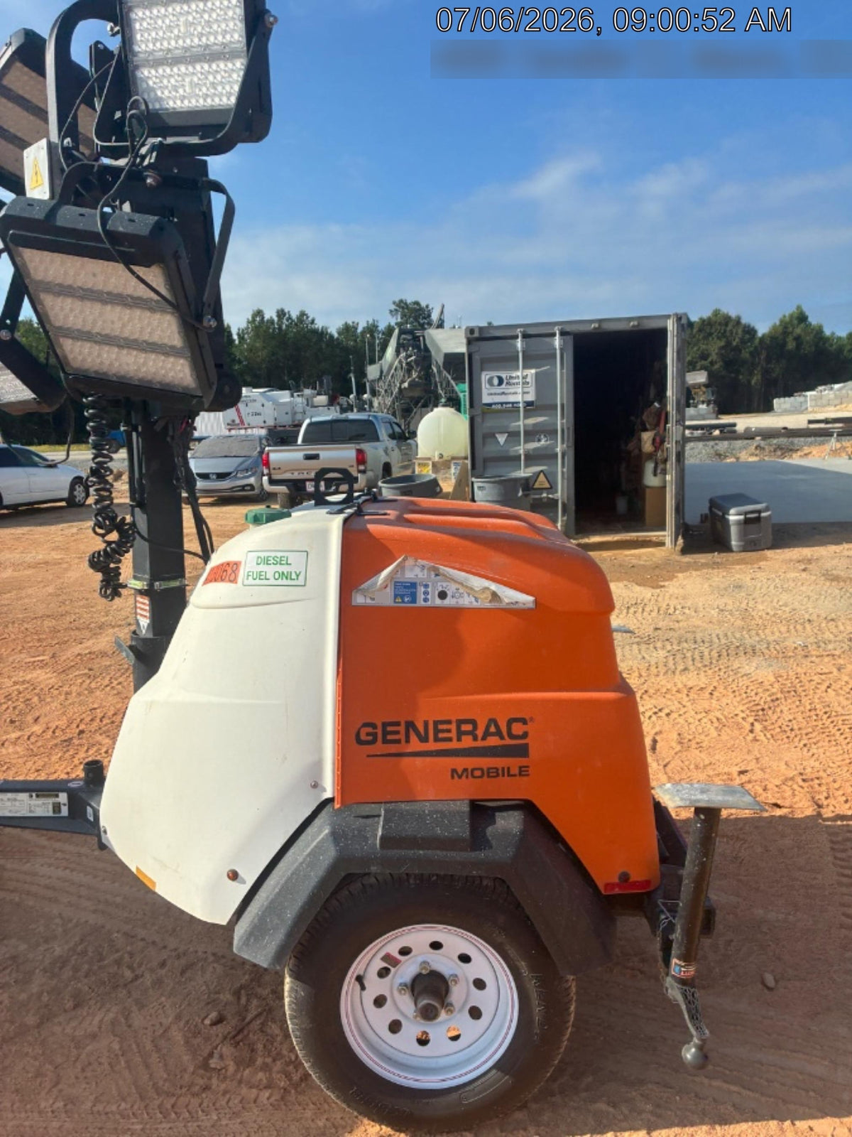 2024 Generac MLT6SKDS-STD4 ELEC WINCH Diesel, Electric Winch Mast, Powerzone Controller, (4) 320W LED Lights, 4kW Generator, 39.9 Gal Fuel Tank, 2" Ball, T3