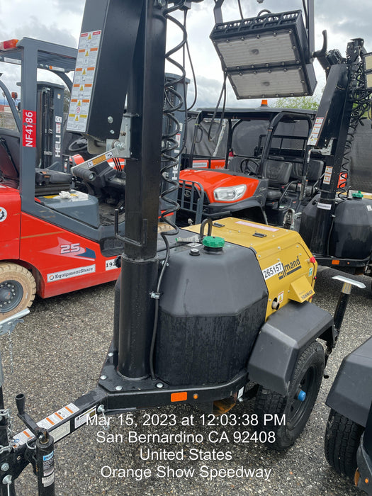 2022 Allmand NLV3GR (4) LED Light Fixture 350W, 23' Vertical Mast, 3kW Prime, Towable, ES Decals, T3