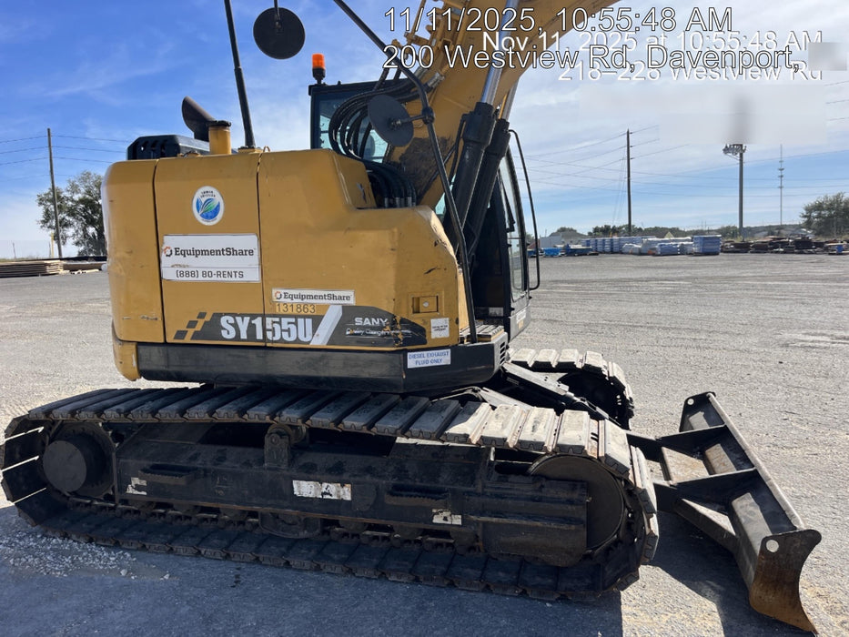 2020 Sany SY155U Rubber Tracks, Front Blade