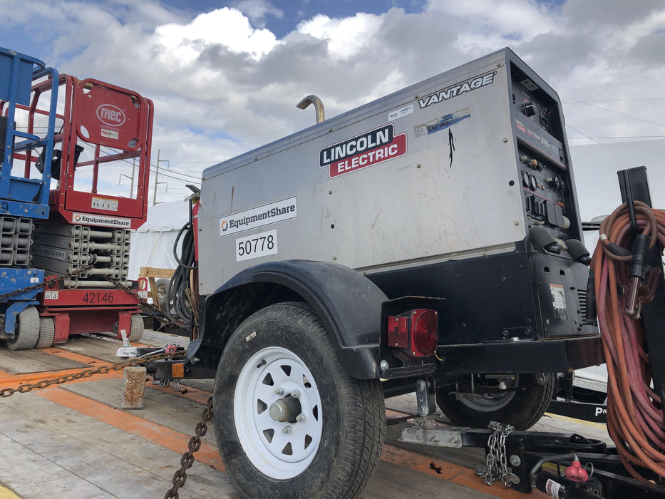 2019 Lincoln Electric Vantage 322 Welder Ready-Pak 3, Two wheel trailer, Fender and Light kit, Cable Rack