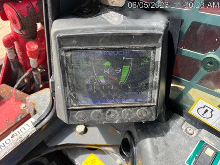 2019 Takeuchi TL10V2-CR Cab/Heat/AC, Rubber Tracks, Backup Alarm, Front & rear working Lights, Auxiliary Hydraulics, 2 Speed Travel, Engine Monitoring System, Hydraulic universal quick hitch w/76" HD smooth dirt bucket with bolt-on edge, 20.3 cubic feet capacity, 48" Pallet forks and frame