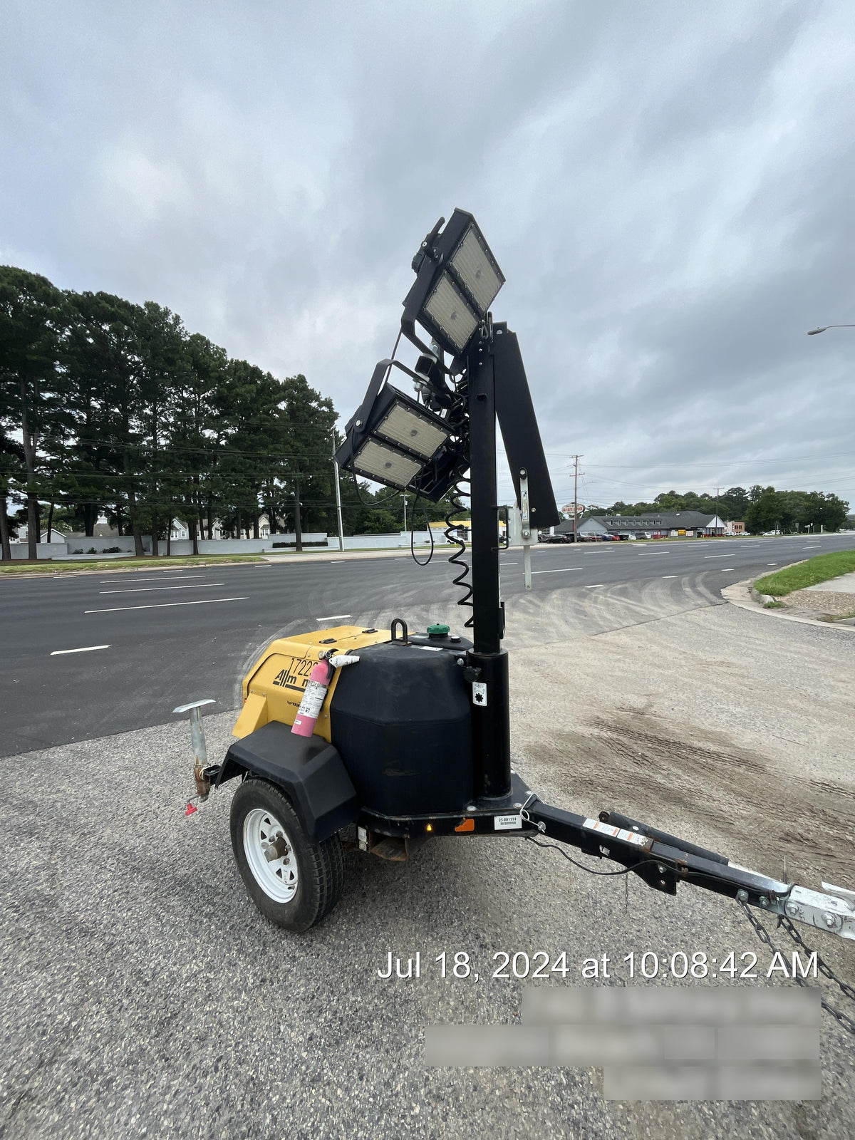 2021 Allmand NLV3GR (4) LED Light Fixture 350W, 23' Vertical Mast, 3kW Prime, Towable, Deep Sea L401, Leveling Jacks, Yanmar T4F 5.8hp