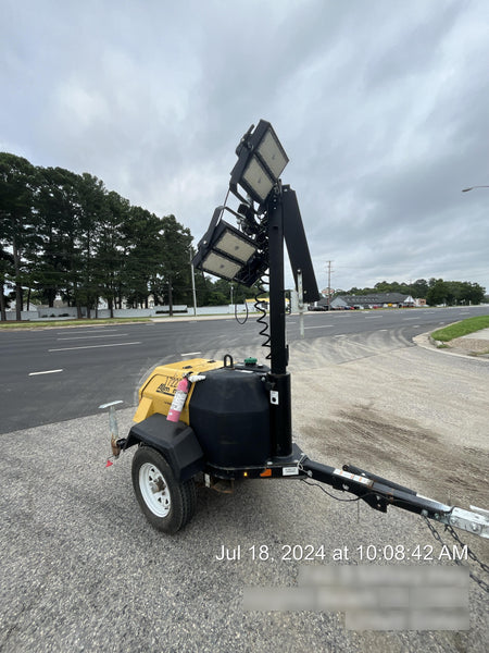 2021 Allmand NLV3GR (4) LED Light Fixture 350W, 23' Vertical Mast, 3kW Prime, Towable, Deep Sea L401, Leveling Jacks, Yanmar T4F 5.8hp