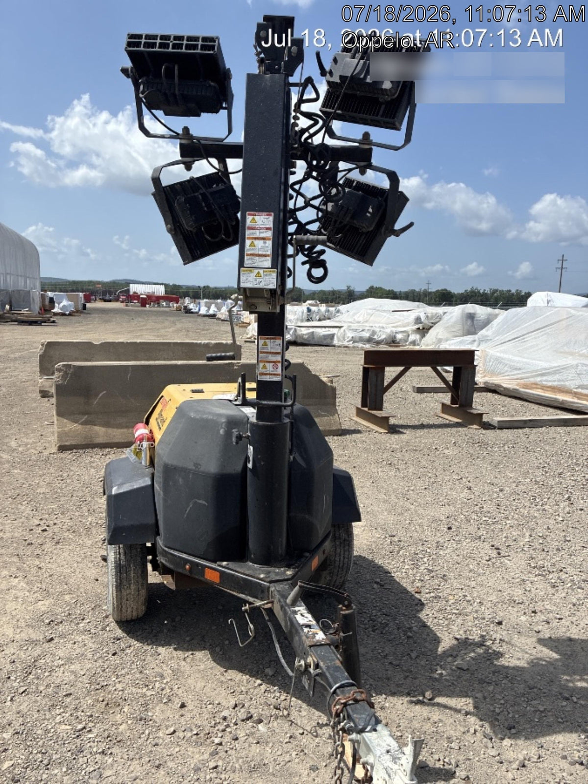 2022 Allmand NLV3GR (4) LED Light Fixture 350W, 23' Vertical Mast, 3kW Prime, Towable, Deep Sea L401, Leveling Jacks, Yanmar T4F 5.8hp