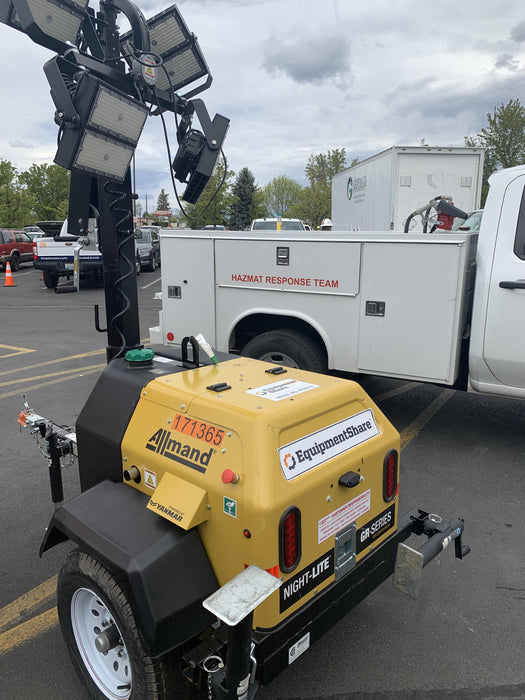 2021 Allmand NLV3GR (4) LED Light Fixture 350W, 23' Vertical Mast, 3kW Prime, Towable, Deep Sea L401, Leveling Jacks, Yanmar T4F 5.8hp