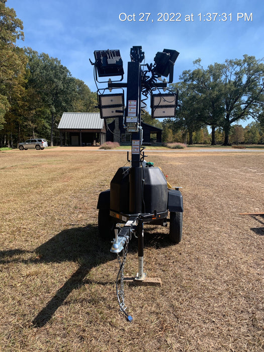 2022 Allmand NLV3GR (4) LED Light Fixture 350W, 23' Vertical Mast, 3kW Prime, Towable, Deep Sea L401, Leveling Jacks, Yanmar T4F 5.8hp