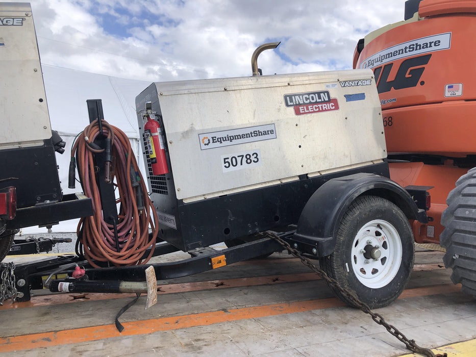 2019 Lincoln Electric Vantage 322 Welder Ready-Pak 3, Two wheel trailer, Fender and Light kit, Cable Rack