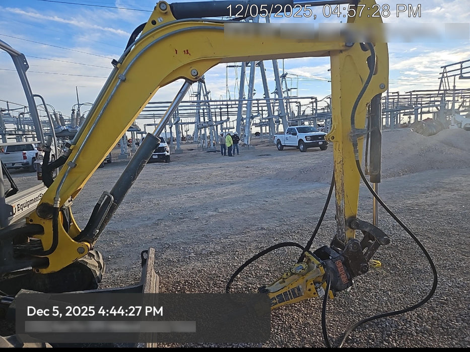 2019 Wacker Neuson EZ53 Open ROPS, Long Dipperstick, T4, VDS Manual QC, Buckets: 12/18/24", Hydraulic Thumb