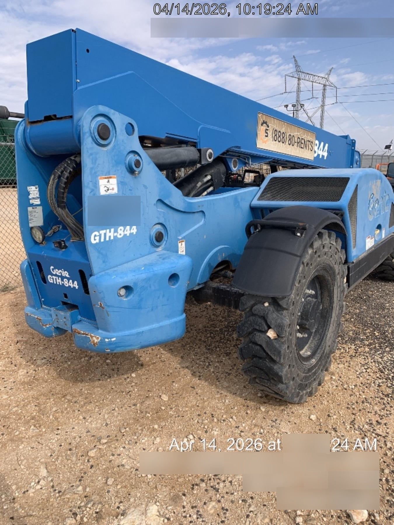 2018 Genie GTH-844 Genie GTH-844 w/Open ROPS, Solid Tires, beacon/work lights, 60" carriage/forks