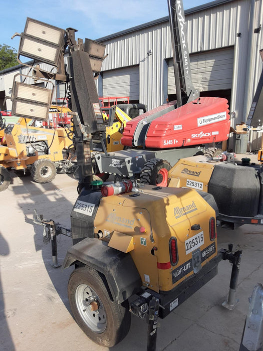 2022 Allmand NLV3GR (4) LED Light Fixture 350W, 23' Vertical Mast, 3kW Prime, Towable, Deep Sea L401, Leveling Jacks, Yanmar T4F 5.8hp