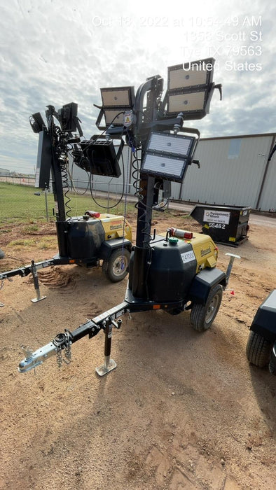 2022 Allmand NLV3GR (4) LED Light Fixture 350W, 23' Vertical Mast, 3kW Prime, Towable, ES Decals, T3