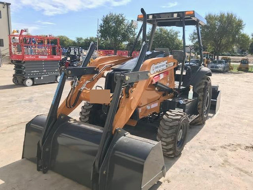 2019 Case 570N EP Canopy, 4WD, GP Front Bucket, Dual Tilt Cylinder, 84" Box Blade w/ Scarifier, Wheel Weights, Beacon
