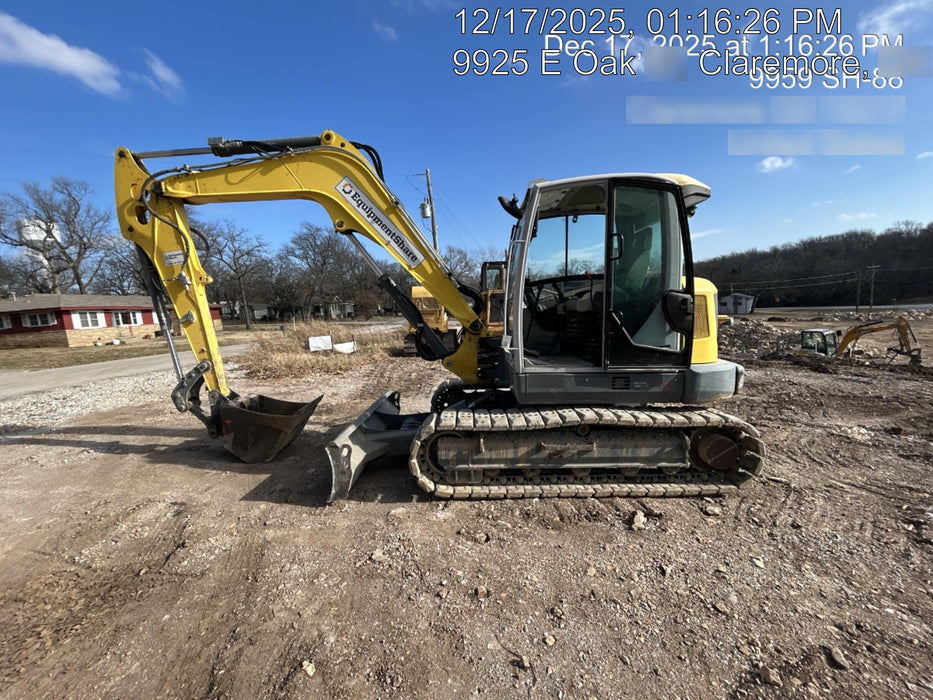 Wacker Neuson ET90 Enclosed Cab, Hybrid Tracks, Long Dipperstick, Bucket