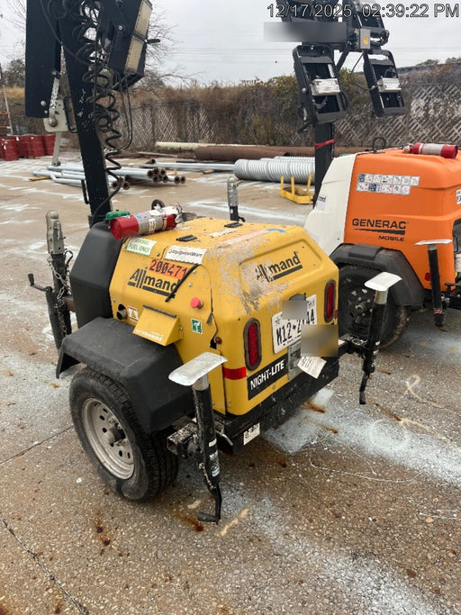 2022 Allmand NLV3GR (4) LED Light Fixture 350W, 23' Vertical Mast, 3kW Prime, Towable, Deep Sea L401, Leveling Jacks, Yanmar T4F 5.8hp