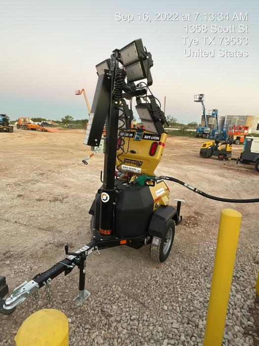 2022 Allmand NLV3GR (4) LED Light Fixture 350W, 23' Vertical Mast, 3kW Prime, Towable, ES Decals, T3