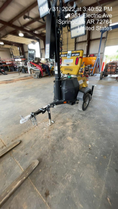 2022 Allmand NLV3GR (4) LED Light Fixture 350W, 23' Vertical Mast, 3kW Prime, Towable, Deep Sea L401, Leveling Jacks, Yanmar T4F 5.8hp