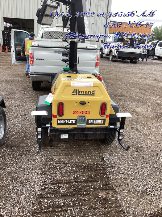 2022 Allmand NLV3GR (4) LED Light Fixture 350W, 23' Vertical Mast, 3kW Prime, Towable, ES Decals, T3