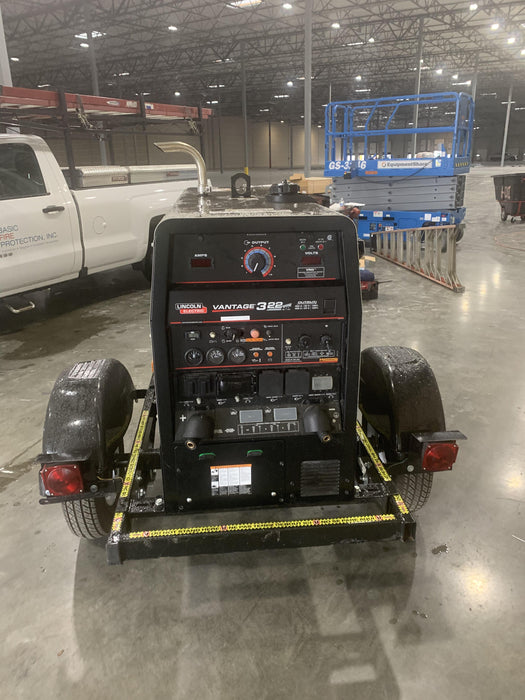 2019 Lincoln Electric Vantage 322 Welder Ready-Pak 3, Two wheel trailer, Fender and Light kit, Cable Rack