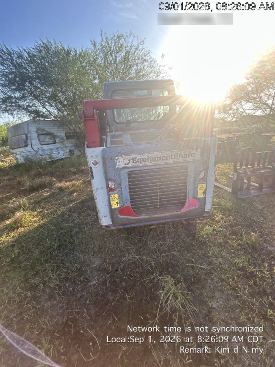 2019 Takeuchi TL10V2-CR Cab/Heat/AC, Rubber Tracks, Backup Alarm, Front & rear working Lights, Auxiliary Hydraulics, 2 Speed Travel, Engine Monitoring System, Hydraulic universal quick hitch w/76" HD smooth dirt bucket with bolt-on edge, 20.3 cubic feet capacity, 48" Pallet forks and frame