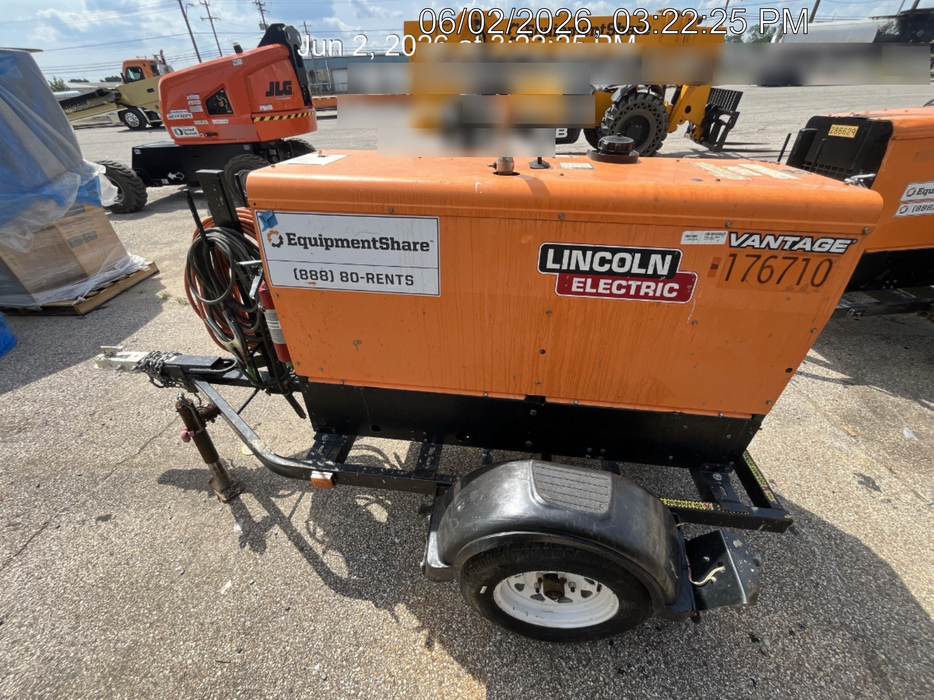 2021 Lincoln Electric Vantage 322 Vantage 322 Ready Pak 3 w/ Decals, ORANGE (includes trailer, cable rack, fender light kit) NO Telematics