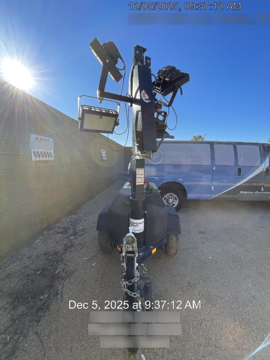 Allmand NLV3GR (4) LED Light Fixture 350W, 23' Vertical Mast, 3kW Prime, Towable, Deep Sea L401, Leveling Jacks, Yanmar T4F 5.8hp